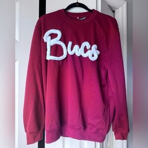 Tampa Bay Buccaneers “Bucs” sweatshirt with chenille lettering.